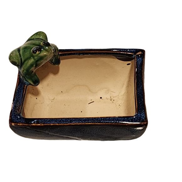 Green Frog Studio Pottery Blue Speckled Glaze Succulent Planter Pot Handmade - Picture 6 of 8